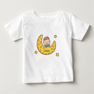 Cute Boy on the Moon Baby Tee