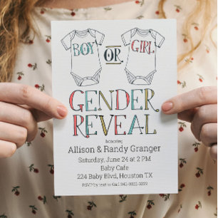 Cute Boy or Girl Bodysuit Gender Reveal Invitation