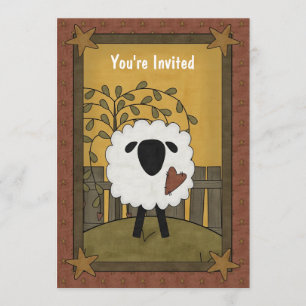 Cute Boy or Girl Lamb Sheep Baby Shower 5"x7" Invitation