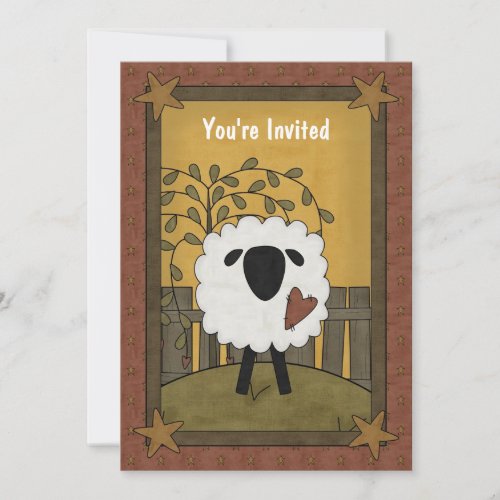 Cute Boy or Girl Lamb Sheep Baby Shower 5x7 Invitation