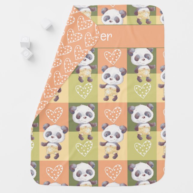 Cute Boy Panda Bear  Baby Blanket (In Situ)