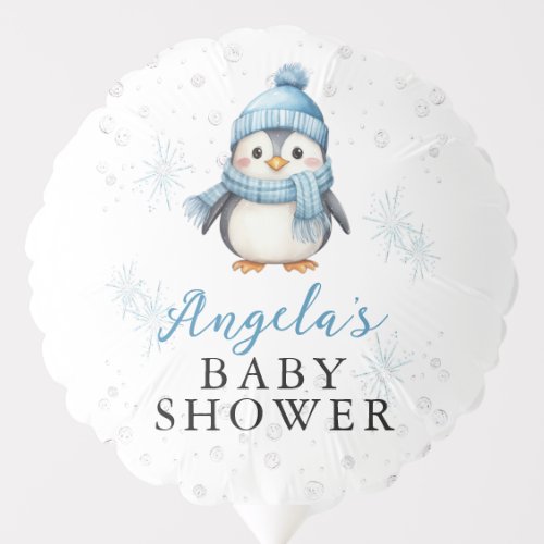 Cute Boy Penguin Winter Baby Shower Balloon