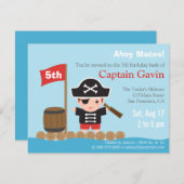 Cute Boy Pirate Birthday Party Invitation (Front/Back)
