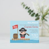 Cute Boy Pirate Birthday Party Invitation (Standing Front)