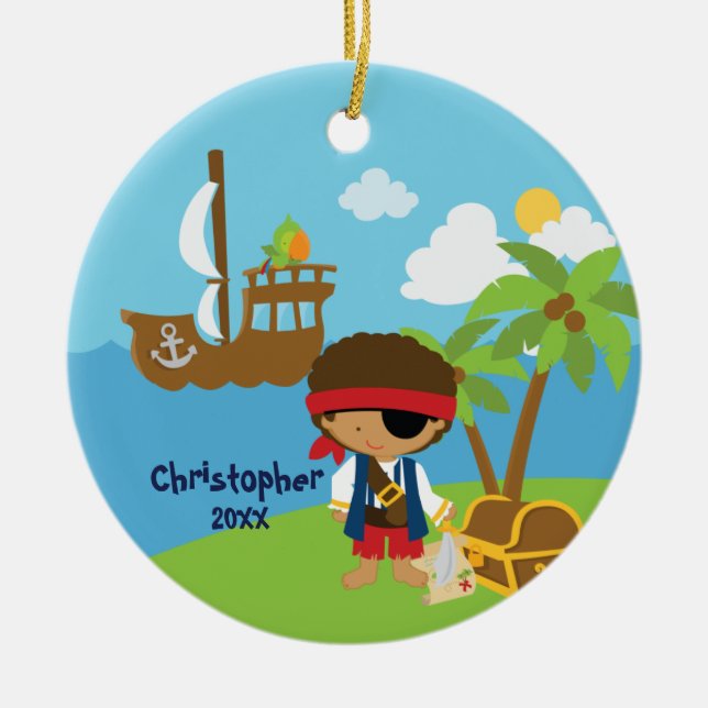 Cute Boy Pirate Christmas Ornament (Front)
