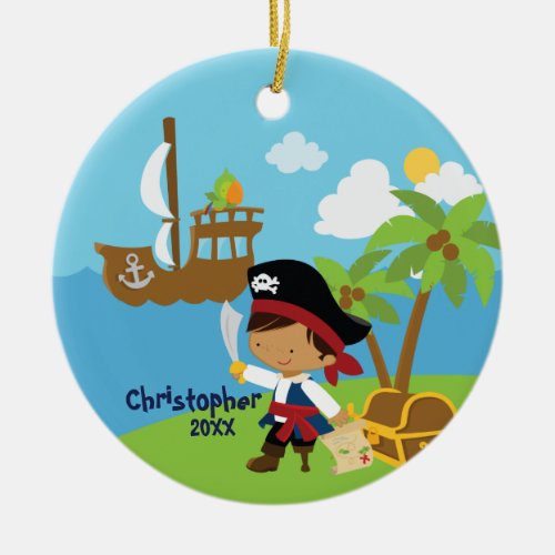 Cute Boy Pirate Christmas Ornament