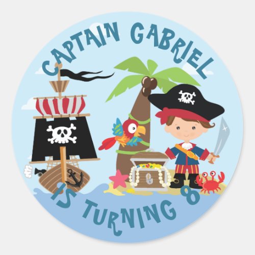Cute Boy Pirate Party Stickers
