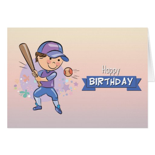 Cute Boy Playing Baseball Birthday Card | Zazzle