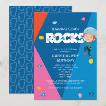 Cute Boy Rock Climbing Birthday Invitation