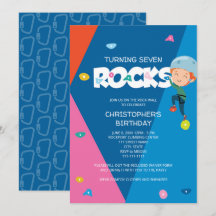 Cute Boy Rock Climbing Birthday Invitation