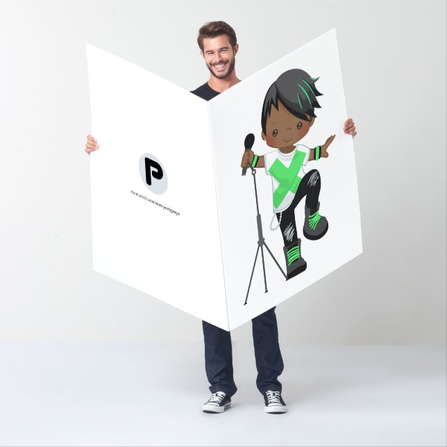 Cute Boy Rock Star Birthday Greeting Card (In Situ)