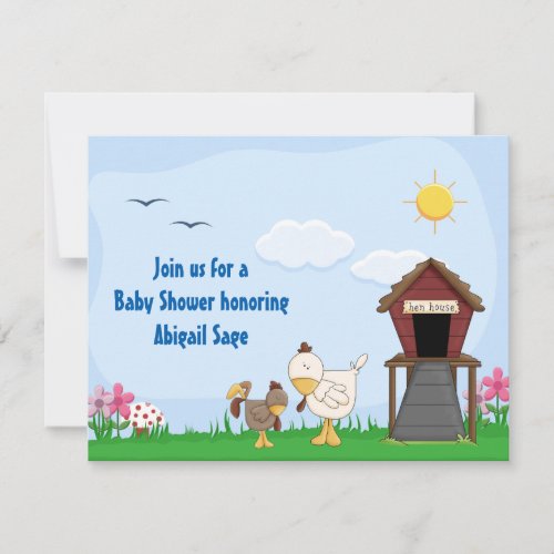 Cute Boy Rooster Chicks Baby Shower Invitation