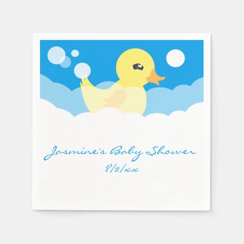 Cute Boy Rubber Ducky Baby Shower Paper Napkins