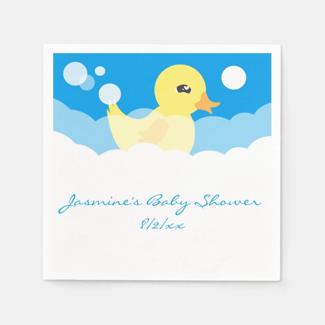 Cute Boy Rubber Ducky Baby Shower Paper Napkins (Front)