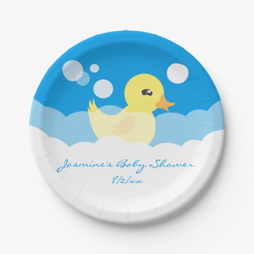 Cute Boy Rubber Ducky Baby Shower Paper Plates