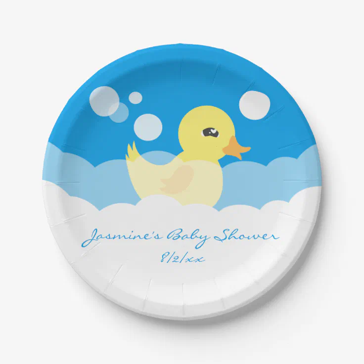Cute Boy Rubber Ducky Baby Shower Paper Plates Zazzle