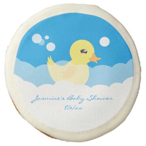 Cute Boy Rubber Ducky Baby Shower Sugar Cookie