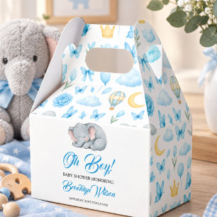 Cute Boy’s Elephant Watercolor Baby Shower Favor Boxes