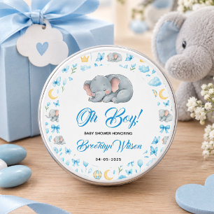 Cute Boy’s Elephant Watercolor Baby Shower Mini Candle Favors