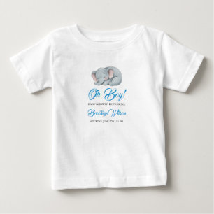 Cute Boy’s Elephant Watercolor Baby Shower T-Shirt