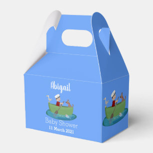 Cute boy sailor and dog rowing boat cartoon favor boxes