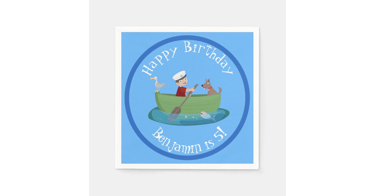 Cute Boy Sailor And Dog Rowing Boat Cartoon Napkins Zazzle Com Free cliparts that you can download to you computer and use in your designs. zazzle
