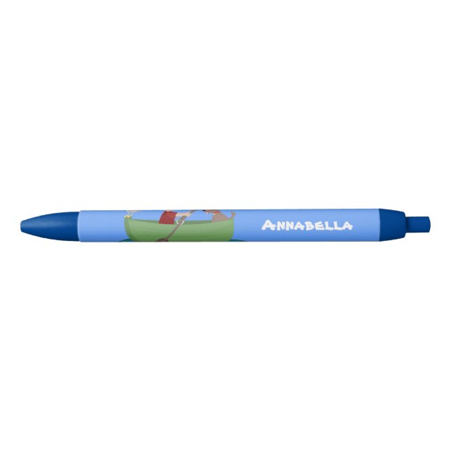 Cute boy sailor and dog rowing boat cartoon pen (Front)