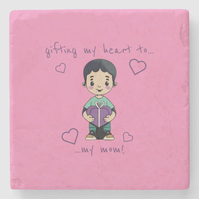 Cute Boy Stone Coaster (Front)