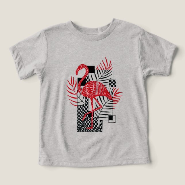 Cute Boy T-shirt Red Flamingo Print  Toddler T-shirt (Design Front)