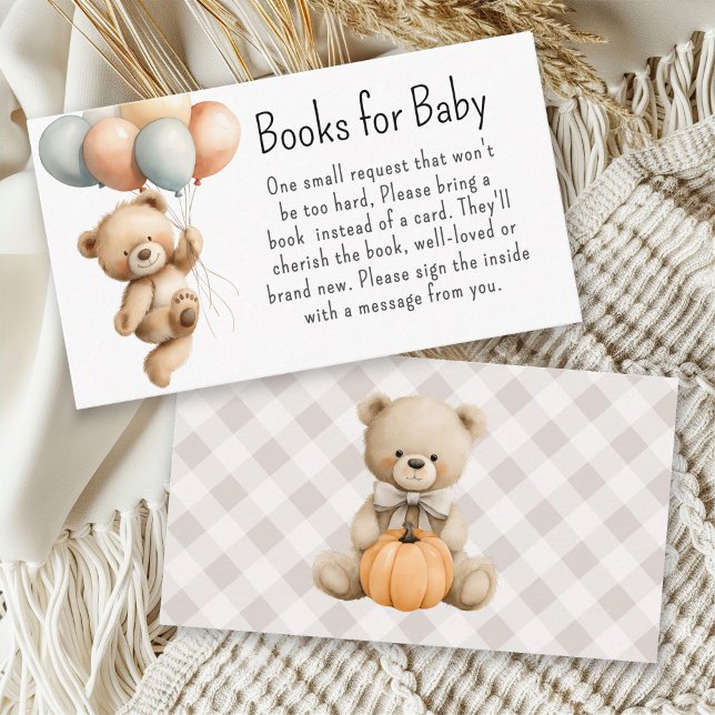 Cute Boy Teddy Bear Balloons Books for Baby Enclosure Card (Creator Uploaded)