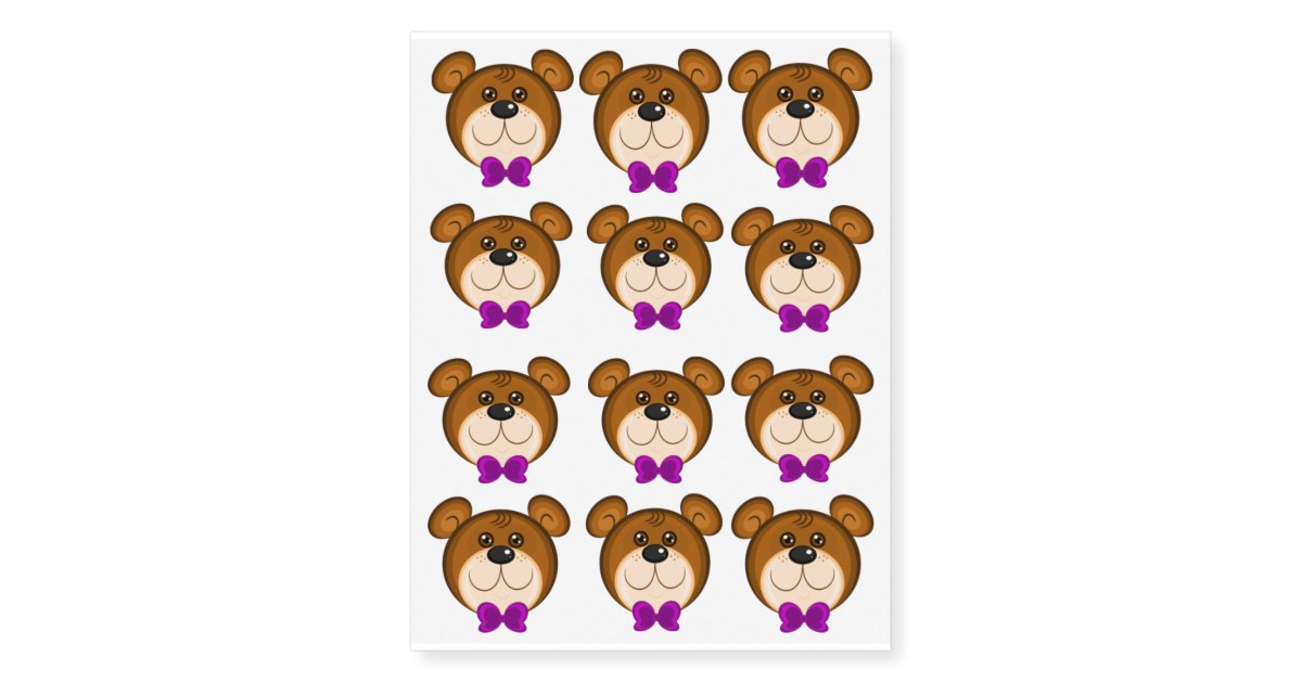 Cute Boy Teddy Bear Head X12 Temporary Tattoos Zazzle Com