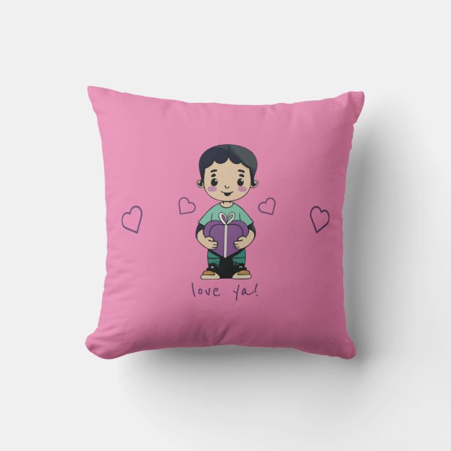 Cute Boy Throw Pillow (Front)