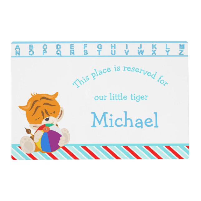 Cute Boy Tiger Placemat (Front)