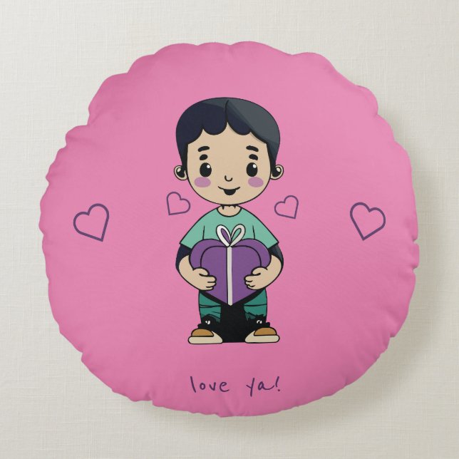 Cute Boy Tote Round Pillow (Front)
