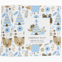 Cute Boy Tribal Woodland Animals Baby Photo Album 3 Ring Binder