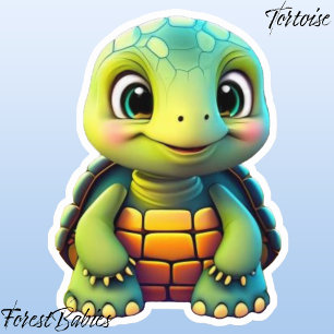 Cute Boy Turtle Wildlife Animal Cartoon Graphic Sticker