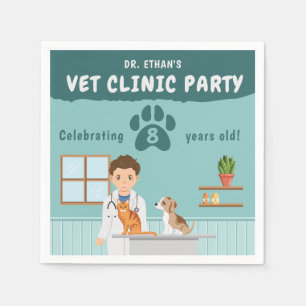 Cute Boy Veterinarian Vet Animal Clinic Birthday Napkins