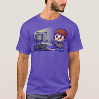 Cute Boy Watching Tv Cartoon T-Shirt