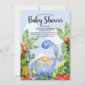 Cute Boy Watercolor Dinosaur Modern Baby Shower Invitation (Front)