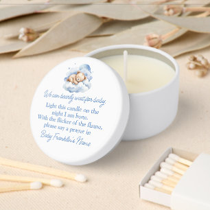 Cute Boy We Can Bearly Wait Baby Shower Prayer Mini Candle Favors