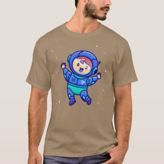 Cute Boy Wearing Astronautsuit Cartoon T-Shirt