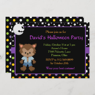 Cute Boy Werewolf Halloween Party Invitation