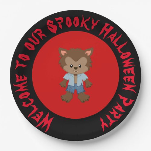 Cute Boy Werewolf Halloween Party Paper Plates