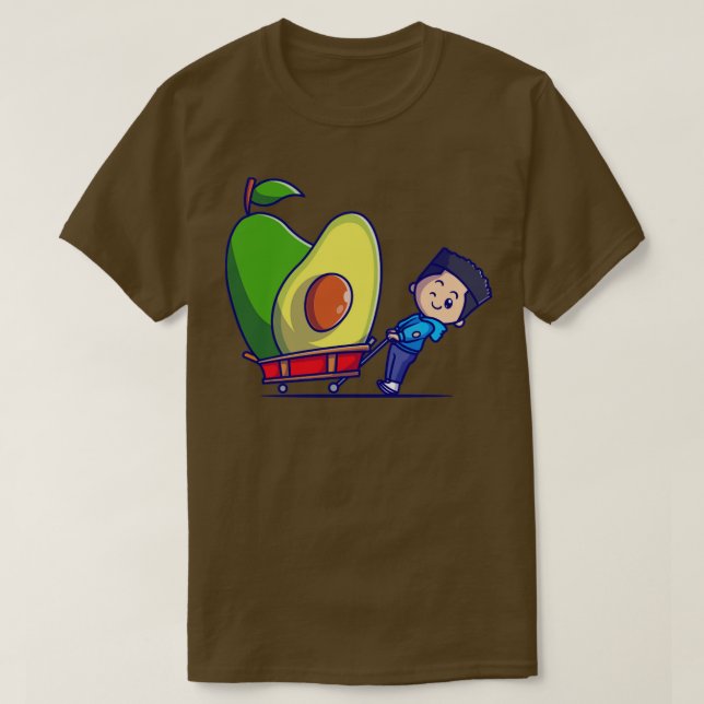 Cute Boy With Avocado Cartoon T-Shirt (Design Front)