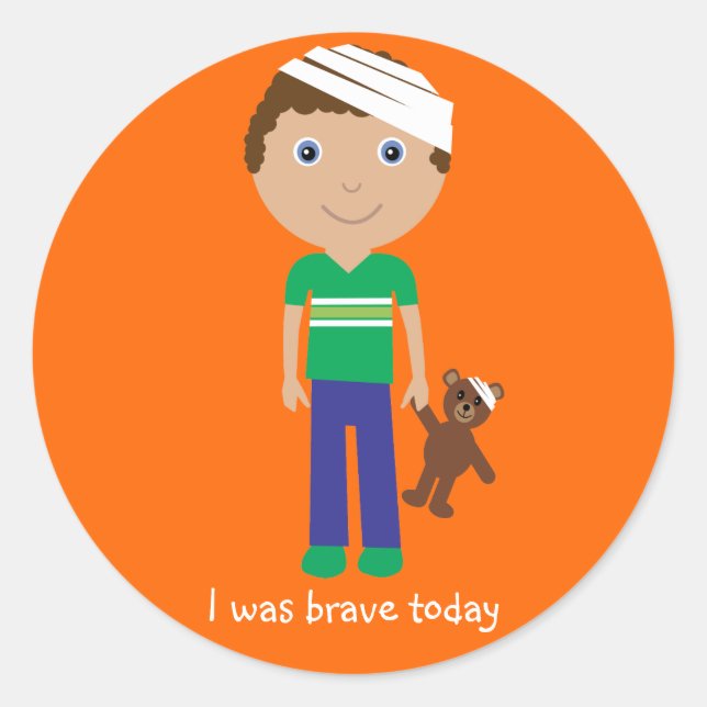 Cute Boy With Bandage I Was Brave Today Stickers (Front)