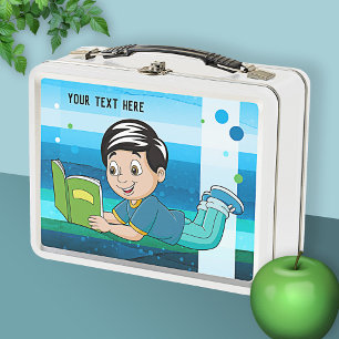 Cute Boy with Book Metal Lunch Box