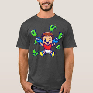 Cute Boy With Money Gun Cartoon T-Shirt