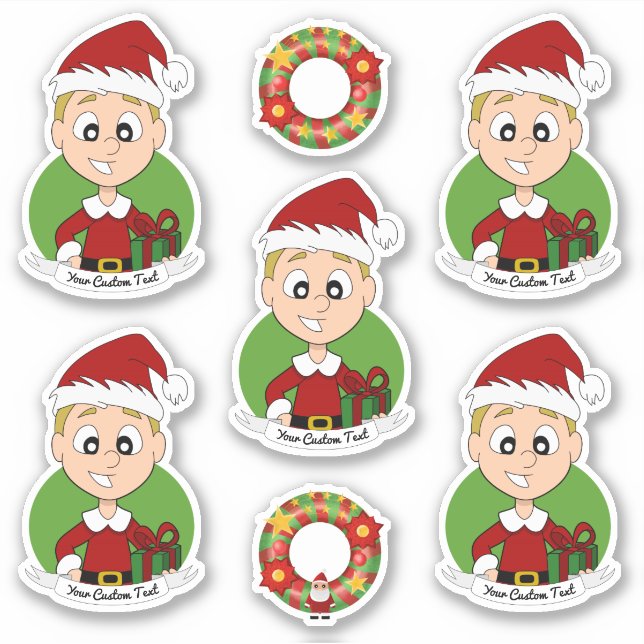 Cute boy with short blond hair Christmas Sticker (Front)