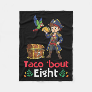 Cute Boy With Tacos Happy Birthday Taco Bout 8 Yea Fleece Blanket
