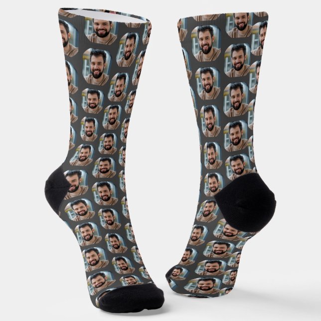 Cute Boyfriend Photo for Girlfriend Dark Gray Socks (Angled)